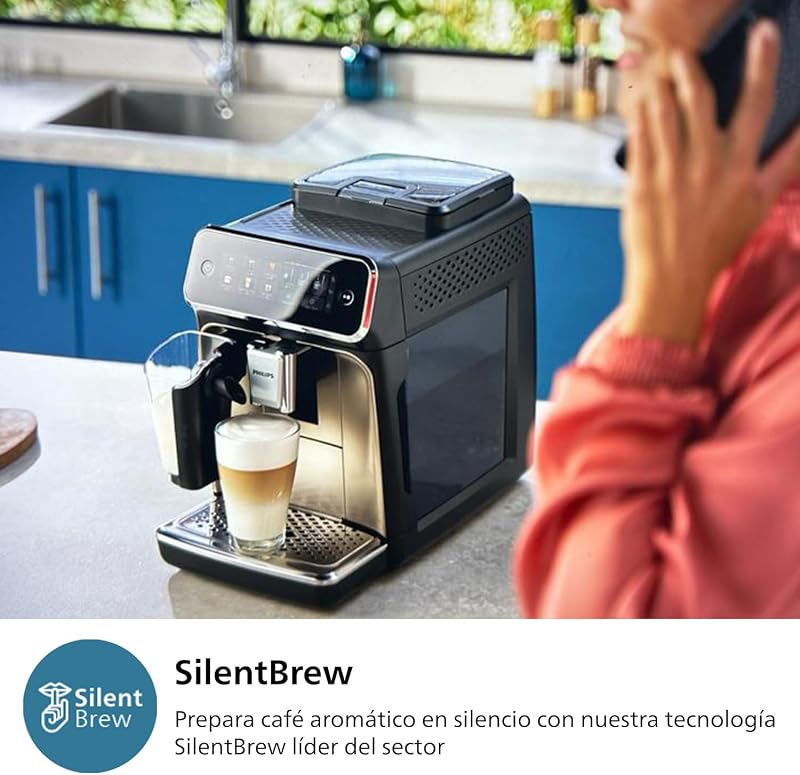 Máquina de café superautomática philips série 3300 - espumador de leite clássico, 5 tipos de café personalizáveis, extração silenciosa silentbrew, tela sensível ao toque. cromado preto (ep3326/90)