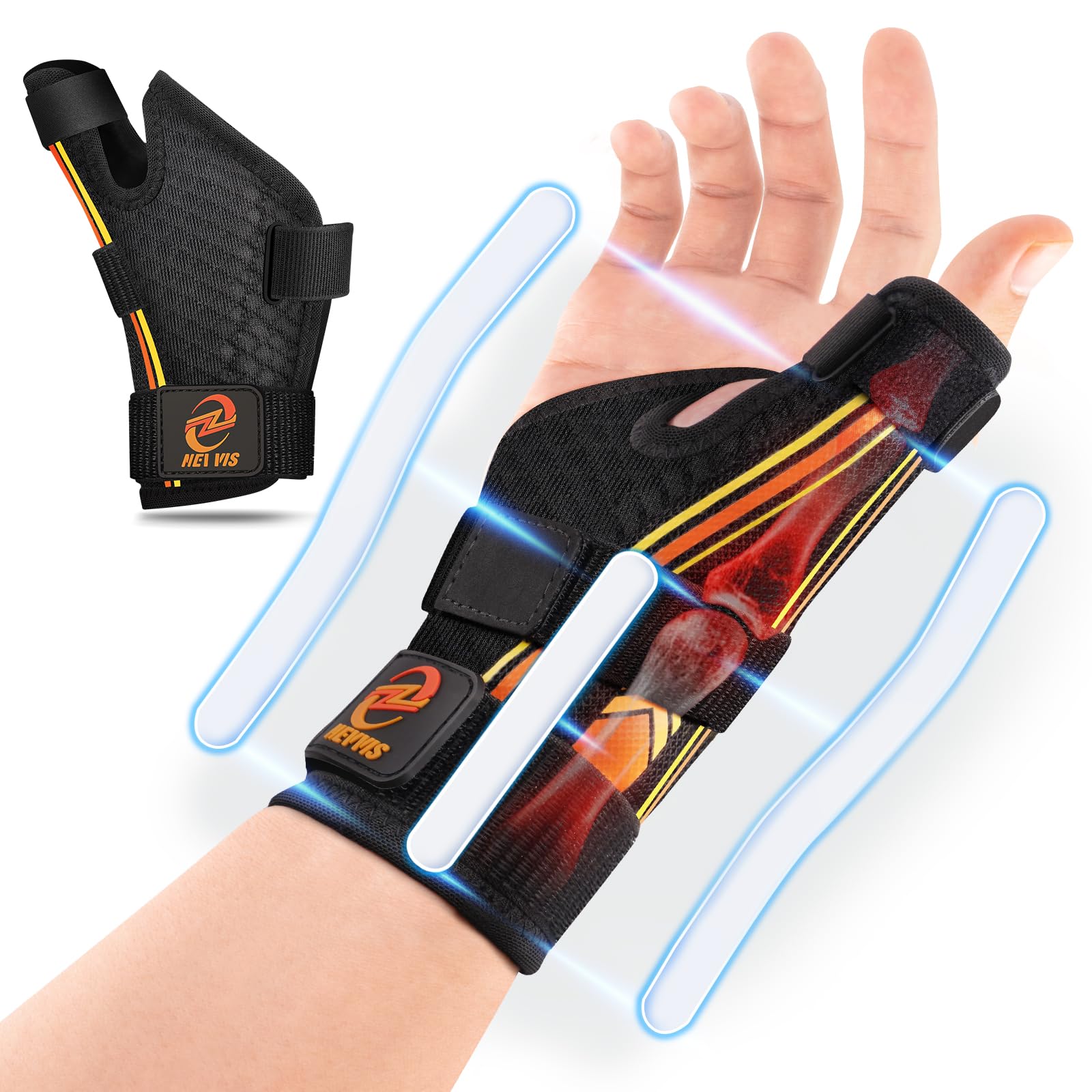 Photo 1 of NEVVIS Thumb Brace Right/Left Hand: Ergonomic Thumb Splint, Thumb Spica Splint Right Hand with Wrist Support for Arthritis, De Quervains Tenosynovitis Brace, CMC Joint, Tendonitis, Either Hand
