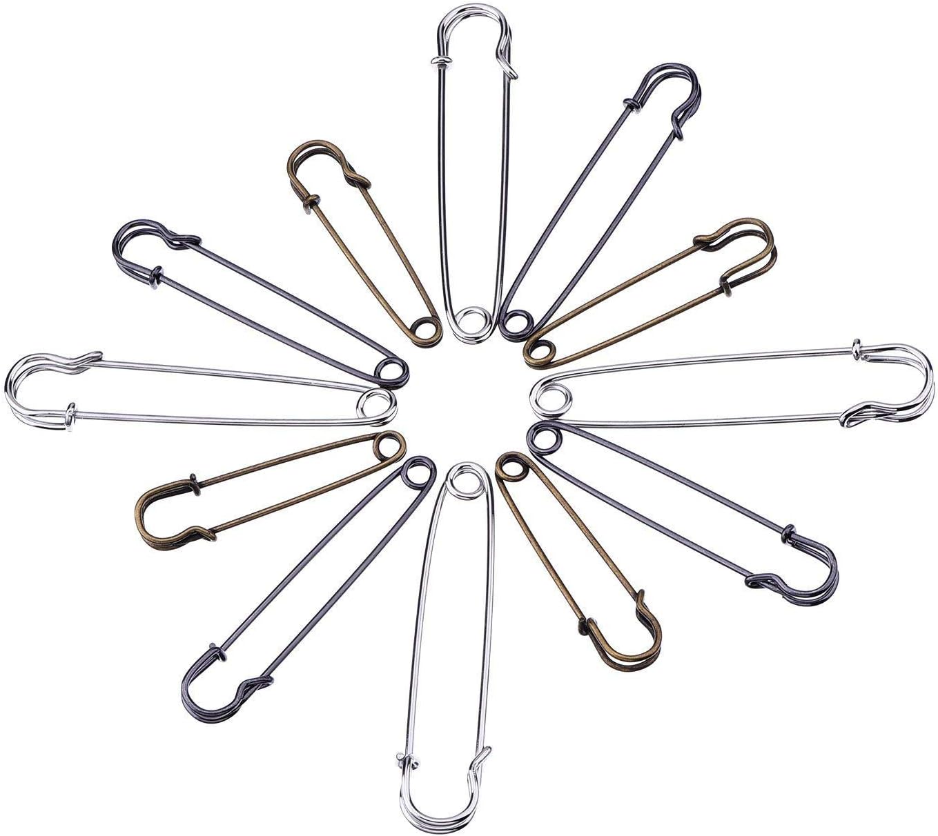 Large Heavy Duty Safety Pins 2.8 Inch (70mm) Stainless Steel - Pack Of 10, 20, Or 30