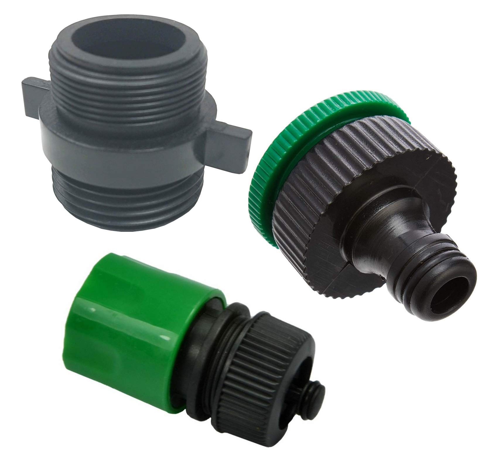 Merriway BH07181 Green (Faucet) 24mm Black Plus Tap/Stop Hose Connectors