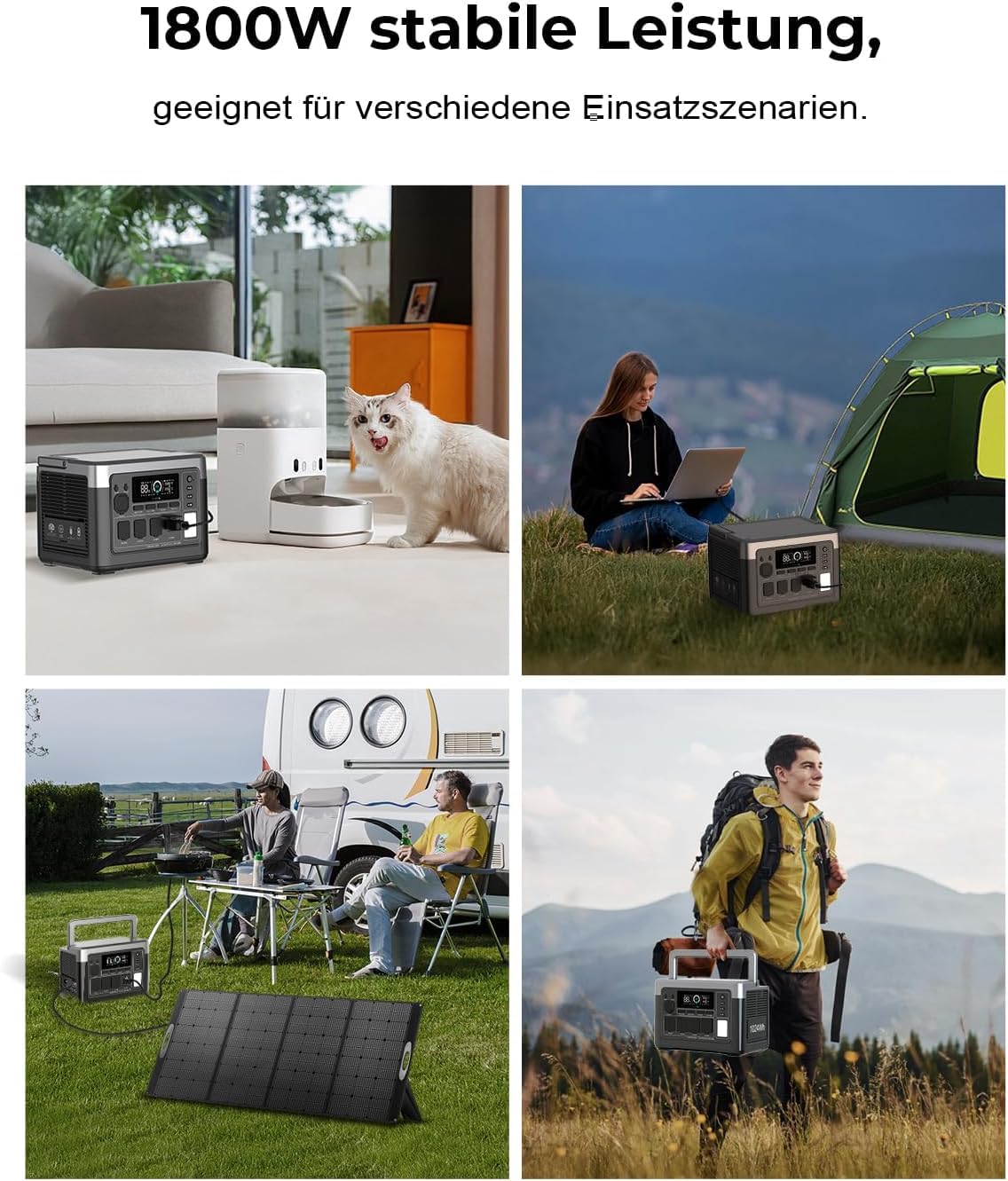 OUKITEL Tragbare Powerstation P1000 Plus, 1024Wh LiFePO4-Batterie,1800W Solar Generator, Schnellladung von 0-80% in 45 Min. Ultra-Leise für Camping, Wohnmobile & Stromausfälle 6