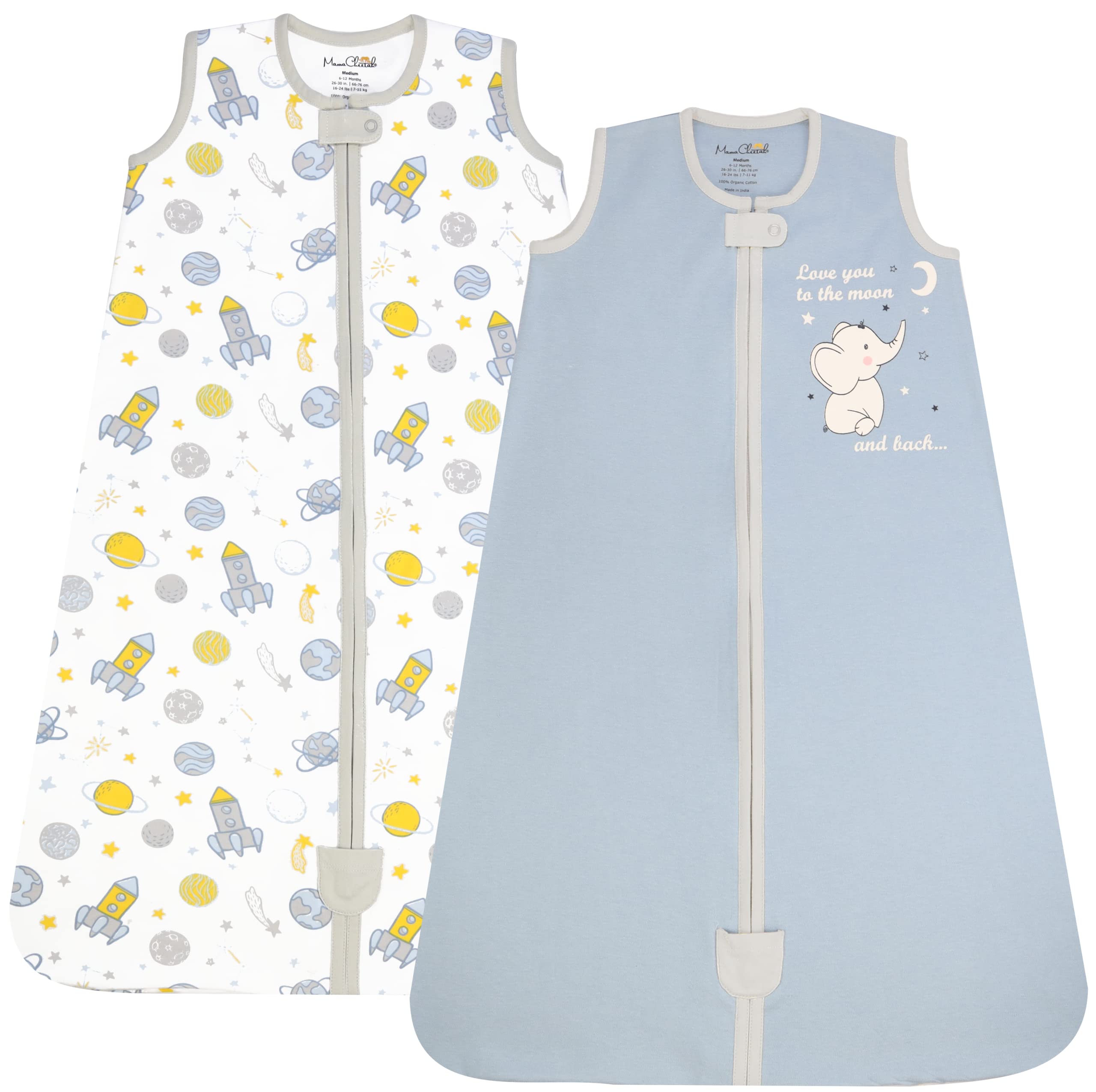 Mama Cheetah Baby Sleep Sack 0.5 TOG, Organic Cotton Baby Wearable Blanket with Two-Way Zipper, Swaddle Transition Baby Sleeping Bag for Newborn Infant Toddler Boy Girl, 0-6 Months — image 1