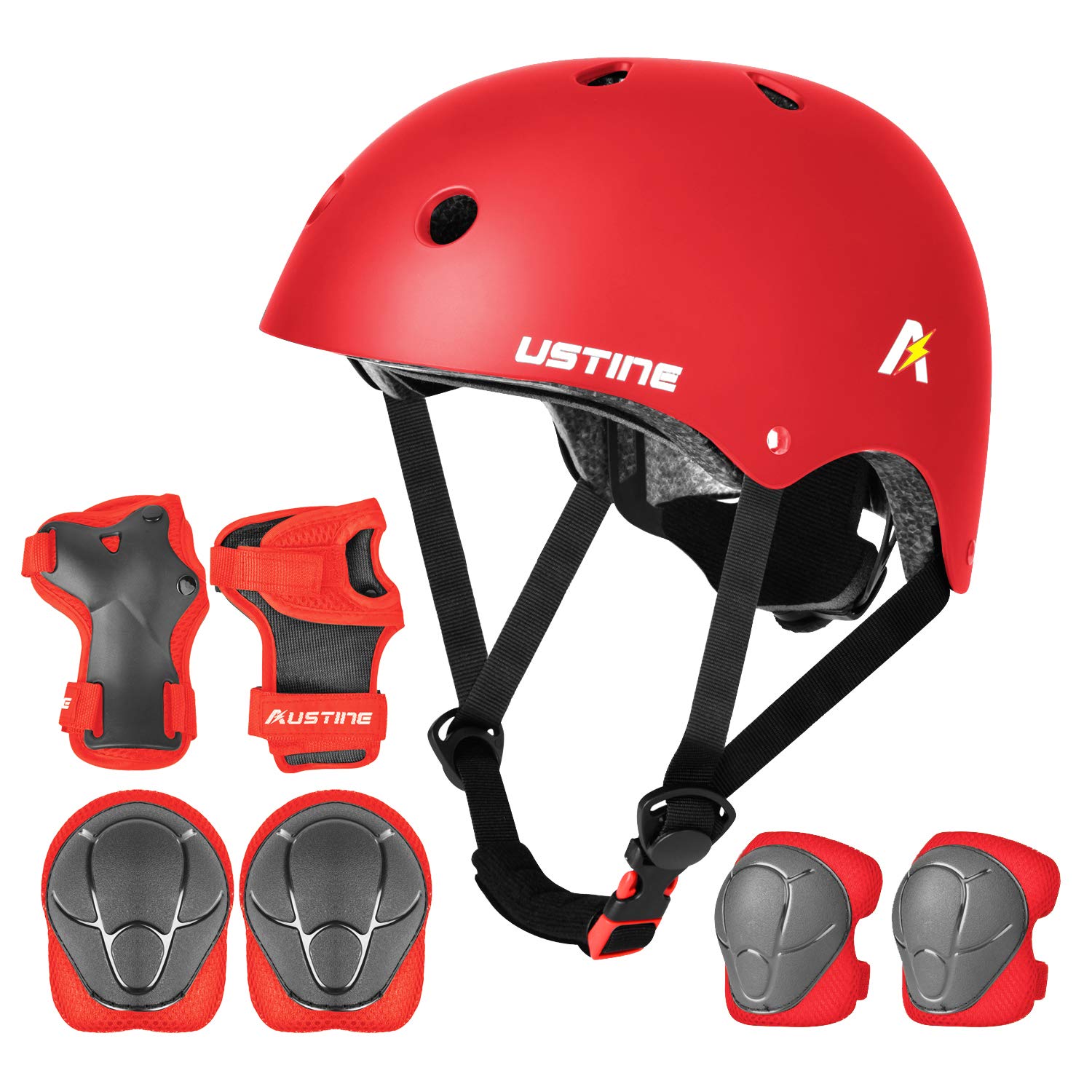 Skateboard Helmet, Bike Helmet, Protective Gear Set Knee Elbow Wrist Pads for Kids Boys Girls Toddler Youth Adults Multi-Sports Scooter Roller Skate Inline Skating Cycling Rollerblading