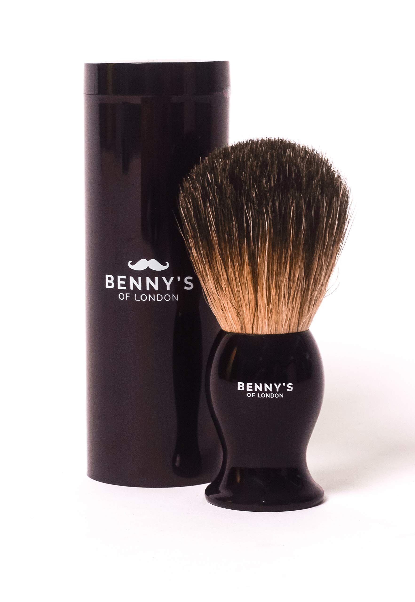 BENNY's Badger Shaving Brush with Travel Case | 100% Badger Hair | Hard Travel Case | Men's Gift Idea | Creates The Best Shaving Cream Lather | Luxury Shaving Experience | Made in The UK