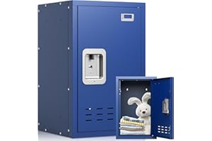 BUTISOW Metal Locker, Lockable Storage Cabinet With Shelf, 24" H Organizer for Kids Bedroom, School, Office, Playroom, Daycare, Garage (Blue)