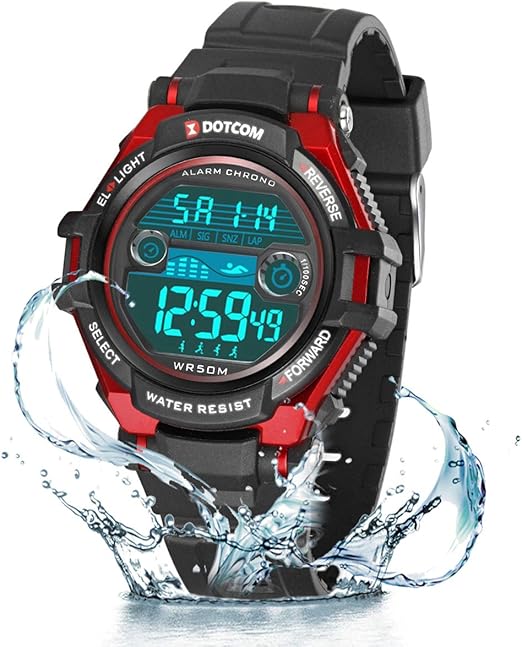 Montre Ado Garçon Montre Enfant Montres Numériques Pour Garçons,Fille,Enfants Sport 5 ATM Etanche Avec Chronomètre/Lumières De Fond Coloré, Montre Numérique Extérieure (Pourpre-3012