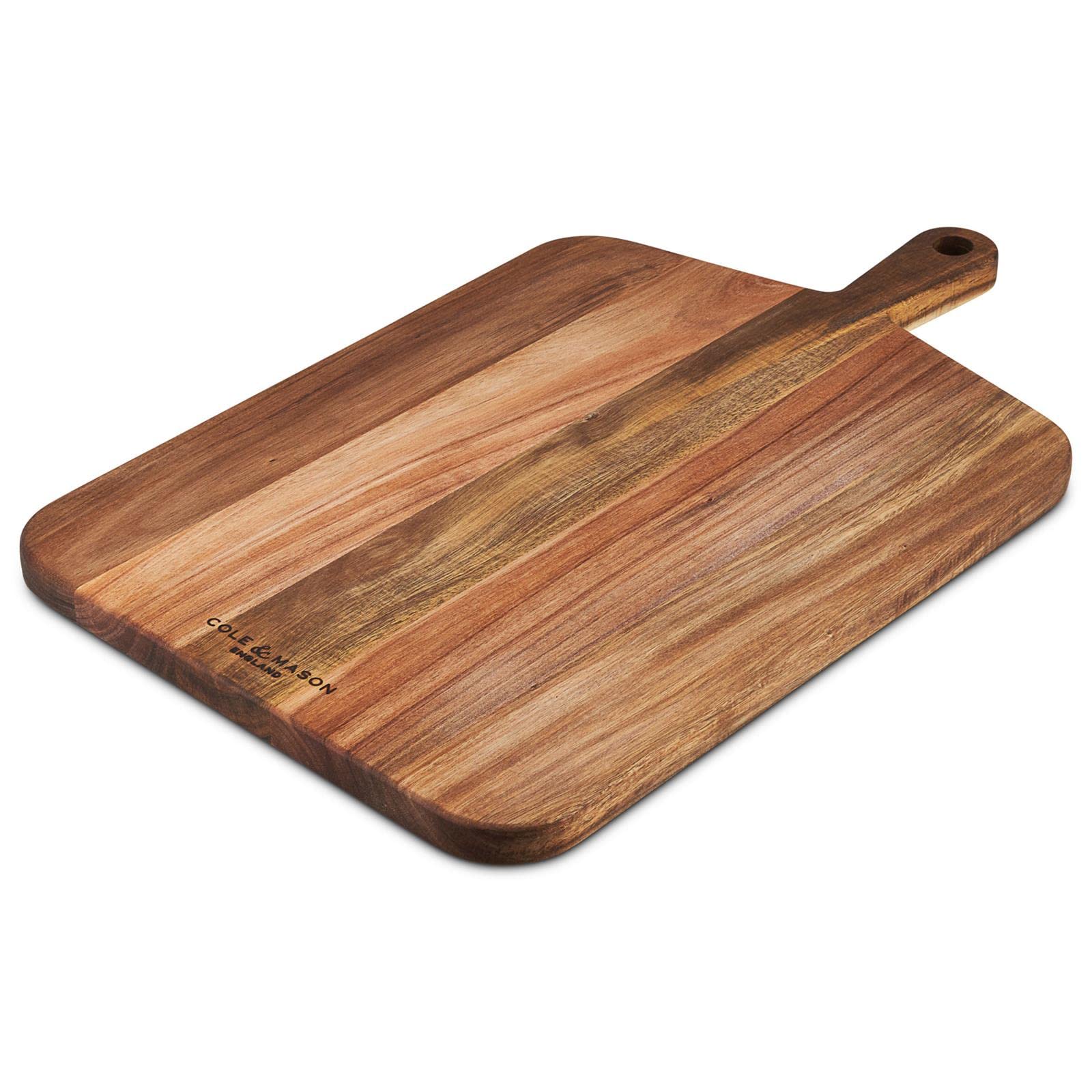 Cole & Mason Barkway Large Chopping Board with Handle, Acacia Wood, Double Sided Wooden Board/Cutting Board/Serving Board, (L) 52cm x (W) 32cmx (D) 2cm, Not Suitable for The Dishwasher