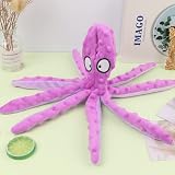 RAYITO Octopus Dog Toys No Stuffing Squeaky Plush Interactive Toy Purple view 6