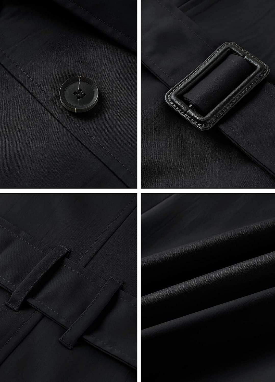 Men's Trench Coat Slim fit Long Lapel Double Breasted Belted Windbreaker Jacket Windproof Button Overcoat at  Men’s Clothing store