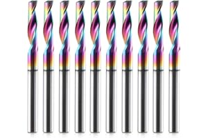 HOZLY CNC Single Flute Router Bits 1/8 Inch Shank,1/8 Inch Cutting Dia,12mm（0.472” Cutting Length,Solid Tungsten Carbide Allo