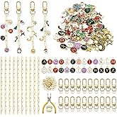 pldnhzua Valentine's Day Gold Lipgloss Keychain Making Kit with Bag Charm Kit and Lip Gloss Charms - DIY Craft Supplies for Teens and Craft Lovers, Perfect for Gifting, Creative Projects