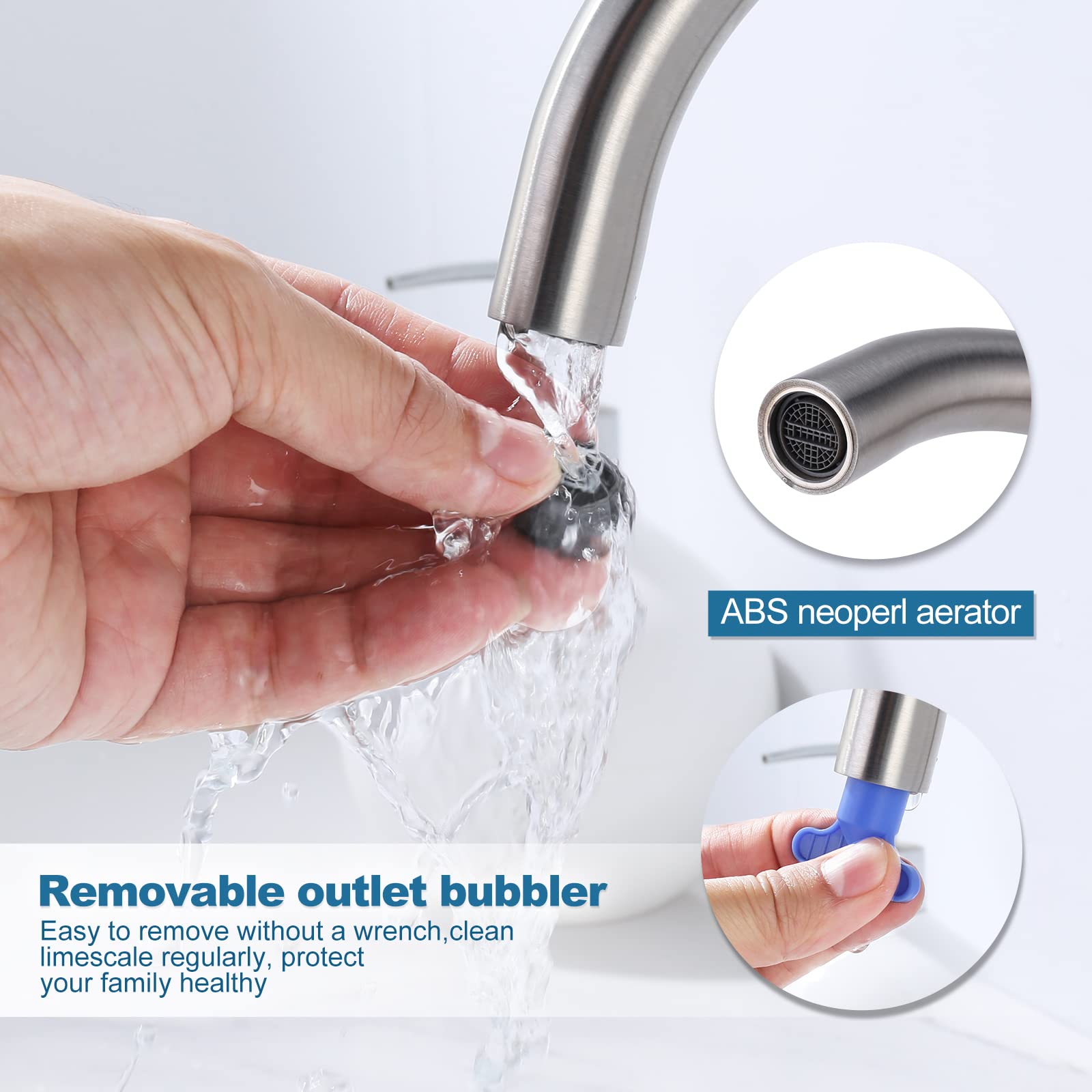 WOWOW Touchless Bathroom Faucet - Tall Waterfall Automatic Bathroom ...