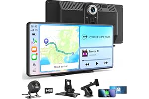 Plimpton Carplay Screen for Car - 10.36" IPS Wireless A-pple Carplay Screen, Android Auto Screen with 2K Dash Cam, Backup Cam