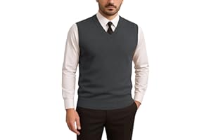 HAVYXAR Men’s V-Neck Sleeveless Sweater Vest – Solid Black Knit Vest for Men, Classic Pullover Style, Mens Sweater Vest