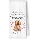 YRDBGHZDF Cockapoo Gifts Kitchen Towels, Gifts for Cockapoo Dog Lovers Dish Tea Towels, Dog Mom Dad Owner Gift, A Kitchen is Not Complete Decorative Hand Towel, 16x24 Inch