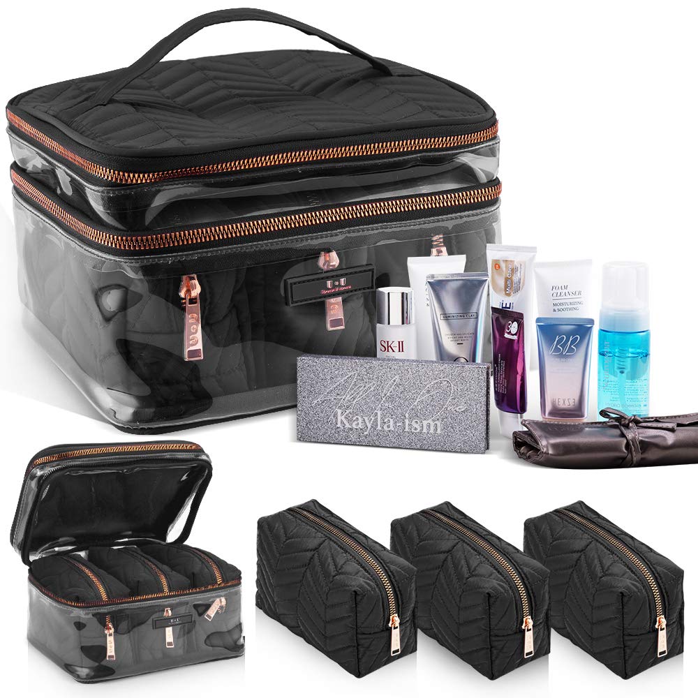Travel Makeup Bags | Cosmetic Bag For On The Go | Portable Makeup Bags | Travel Cosmetic Bags With Compartments | Storage For Makeup Bags | Organizer For Makeup | Cosmetic Bag And Makeup Holder,Black