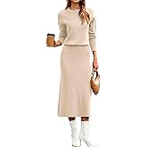 Glamaker Womens 2 Piece Skirt Sets Fall Long Sleeve Sweater Dress Casual Knit Midi Dress Travel Outfits Winter Clothes 2025