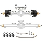 MEUS Racing Isokinetic 3-Section CVD Front and Rear Axles Maximum Steering Angle 52&deg; Wider +5MM for Axial SCX24 Deadbolt C10 JLU Gladiator Bronco 1/24 RC Crawler Upgrade (Front and Rear - Silver)