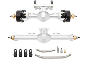 MEUS RACING SCX24 Axles Isokinetic 3-Section CVD 52° Max. Steering Angle +5mm Widened SCX24 Upgrades for Axial SCX24 Deadbolt C10 JLU Gladiator Bronco 1/24 RC Crawler (Front and Rear - Silver)