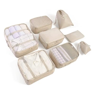 LANSKLBD 8 Set Packing Cubes for Suitcases Travel Luggage Packing Organizers,Travel Accessories Essentials Luggage Organizer with Shoe/Tioletry/Laundry Bag