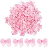 HJZHII 100 Pieces Mini Pink Bows, Small Satin Ribbon Bows for Crafts, Tiny Twist Tie Bows Premade Craft Wrapping Bows for DIY Sewing Scrapbooking Wedding Gift Christmas Birthday Party Decoration(Pink)