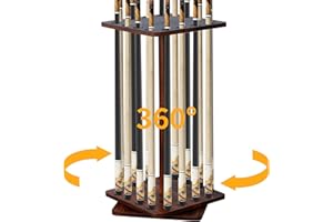 Lnmuzm Pool Cue Holders for Billiard Room, 360 Degree Rotating Pool Stick Holder, Floor Stand Pool Cue Rack up to 16 Sticks, Natural Wood Pool Cue Equipment Storage Organizer, Billiard Gifts for Men