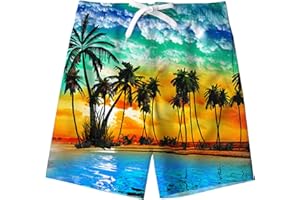 uideazone Boys Swim Trunks Quick Dry Swimwear Surfing Bathing Suit Drawstring Elastic Waist with Mesh Lining 5-14T