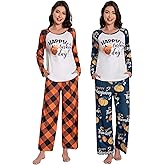 Leevuyu Women Turkey Pajamas Long Sleeve Tops and Pants Pajamas Set Sleepwear with Pockets