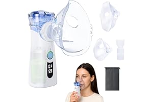LESOFI Portable Nebulizer Spacer with Intuitive LED Interface for Adults Kids, 2 Modes with Auto-Cleaning, Handheld Nebulizer with Mouthpiece and Masks