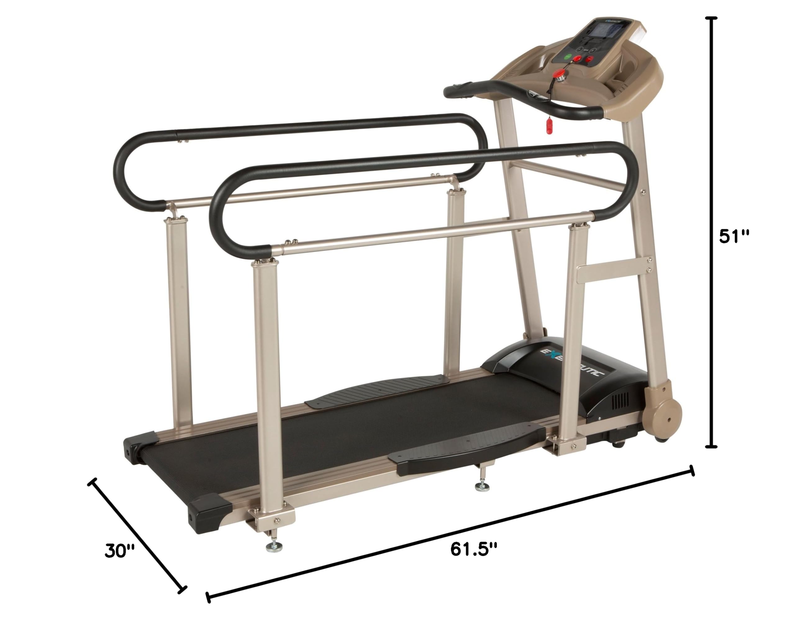 Senior Fitness Treadmill, 400 lb Capacity, Safe Design with Full-Length Rails, Low Step-Up Height, 0.2–4 MPH Motorized Walking Treadmill for Elderly, Recovery & Home Exercise