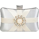 DA BODAN Fashion Womens Jane Satin Diamante Clutch Rhinestone Evening Bridal Prom Party Handbag Crossbody Purse Chain Bag