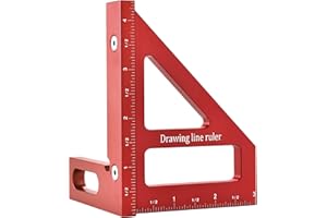 BOXmime Imperial 3D Multi-Angle Measuring Ruler,45/90 Degree Aluminum Alloy Woodworking Square Protractor, Miter Triangle Ruler High Precision Layout Measuring Tool