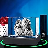 ArtPix 3D Premium Crystal Photo, Christmas Personalized Gifts for Women, Wife, Her, Him, Men, Husband, Grandma, Great Xmas Customized Gift With Your Own Photo, Custom Glass 3D Laser Etched Picture