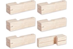 AHANDMAKER 3 Pairs Wood Line Blocks, 4 Inch Masonry String Lines Concrete Blocks Portable Wooden Masons Lines Holder Clamps f