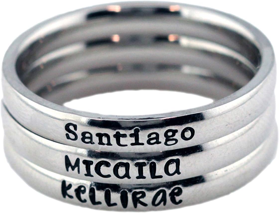 3mm *Shiny Finish* Stackable Stainless Steel Personalized Custom Stacking Name Ring(s)