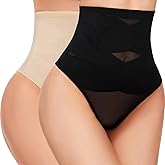 SIMIYA Thong Shapewear Tummy Control for Women High Waist Stay-Put Body Shaper Girdle Compression Stomach Shapewear Thong