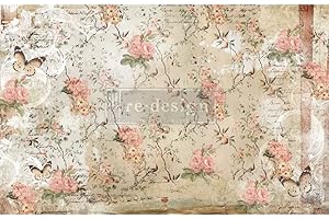 PRIMA MARKETING INC Prima Re-Design Decoupage Decor Tissue Paper 19"x30"-Botanicl Imprint-Redtp-47735 Redesign Décor Saint Patrick'S Day,Easter Day,Decorations,Saint Patrick'S Day Gift St Patricks Day Decorations