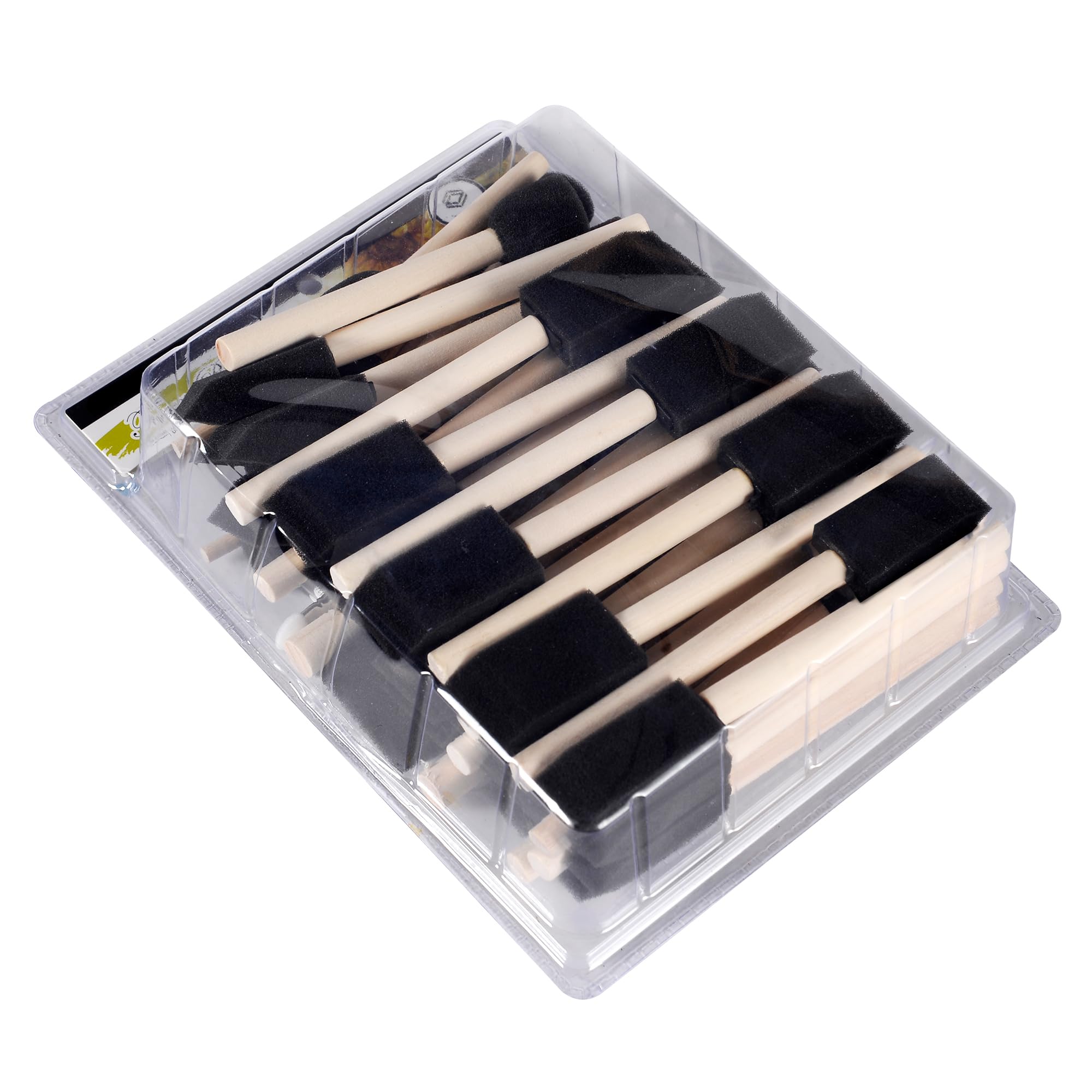 CONDA 50 Piece Assorted Foam Brush Set Wood Handle Paint Brush Set - Lightweight, Durable, Great for Acrylics, Stains, Varnishes, Crafts