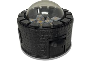 MunnyGrubbers Castle Dice Popper V2 - Jail For Board & TTRPG Games - Black, Random 7PCS D20 Dice Set Included, Tower, Holder