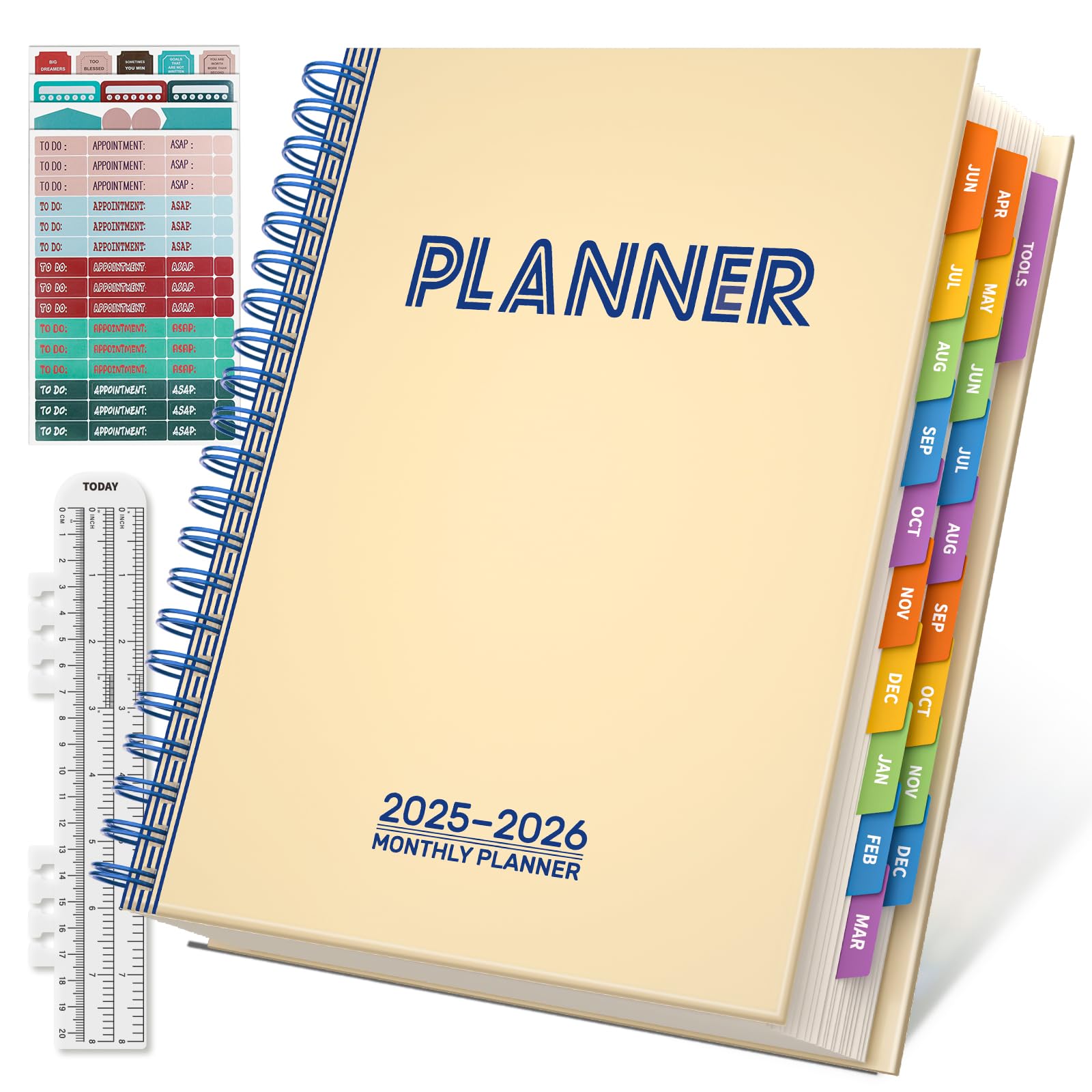 Photo 1 of ***FACTORY SEALED***19 Months Planner, 2026 Weekly & Monthly Planner, 8.5"×11" Daily Weekly Monthly Calendar Planner, June 2025-Dec 2026 Organizers with Habit Tracker for School & Office, Colored Tabs, Stickers, Pocket, Ruler Bookmark-Beige***FACTORY SEAL