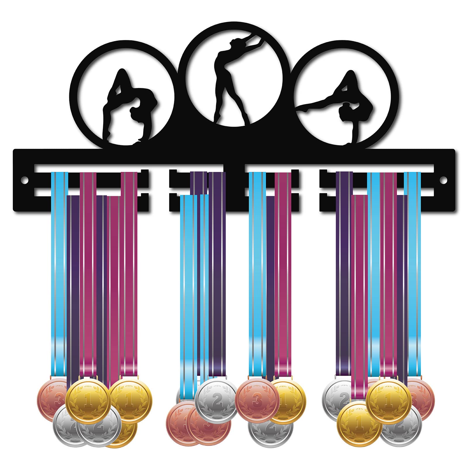 CREATCABIN Acrylic Medal Holder Gymnastics Dance Medal Hanger Display Sports Hooks Stand Wall Mount Hanger Hanging for Home Badge 2 Lines Athletes Medalist Running Soccer Over 20