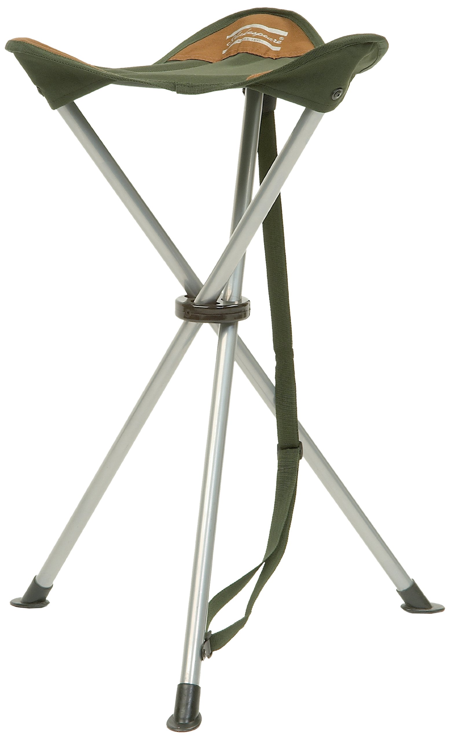 Shakespeare Compact Folding Stool For Fishing, Outdoor, Camping Chair, for people up to 60kg, Stool Seating, Chairs, Coarse Fishing, Carp, Unisex, Brown/Green