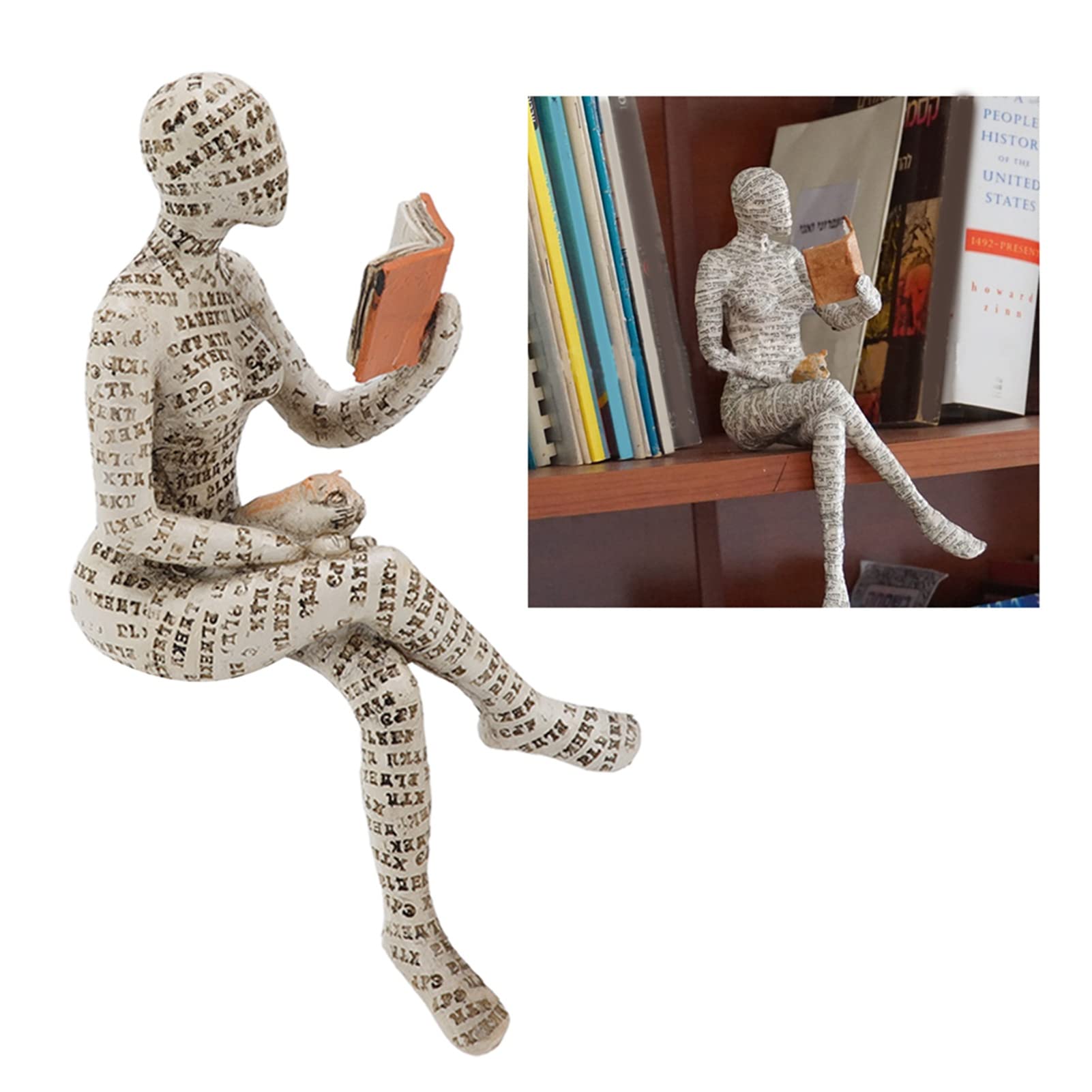 Gsycle Reading Woman Figurine, Pulp Woman Reading Bookshelf Decor Thinker Ornaments Resin Figurine Reading Corner Decorations Modern Abstract Book Lover Sculptures for Home Office(#B)