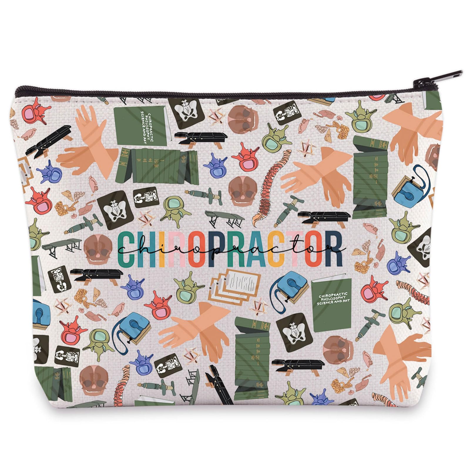 WZMPA Chiropractor Cosmetic Bag Chiropractic Assistant Gifts Chiropractic Makeup Zipper Pouch Bag For Chiropractic Student Chiropractor Merchandise, Chiropractor, Cosmetic Bag