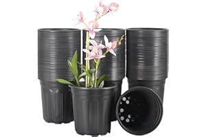 HECTOLIFE 100-Pack 1 Gallon Flexible Flower Plant Nursery Pots, Plastic Plant Pots with Drainage Holes,Garden Flower Pots for Succulents, Seedlings, Cuttings, Transplanting