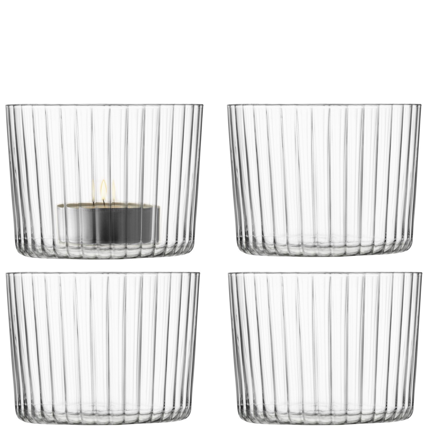 LSA International Gio Tealight Holder H6cm Line x 4, H:6cm