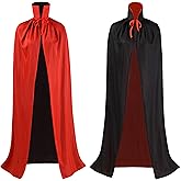 OurLore Black and Red Reversible Halloween Christmas Cloak Masquerade Party Cape Costume (35 inch, Stand Collar)