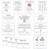 Air BnB Host Essentials &ndash; Short-Term Rental Vacation Sign Bundle19 Pack（4&times;6"), Includes WiFi Password Signs, Checkout Reminders, Do Not Enter, House Rules, Do Not Flush, Checkout Instructions Signs for Air BnB, Host Essentials Vacation Rental Supplies