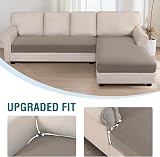 BellaHills Sectional Sofa Covers Taupe L-Shape Chaise 3 Seater Set view 5