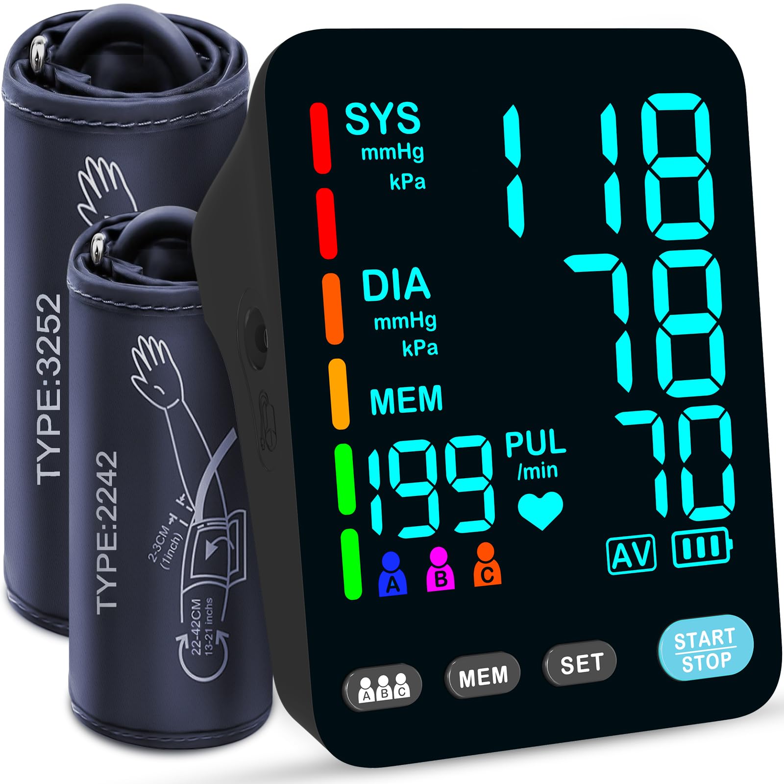 Photo 1 of (MISSING MONITOR) YONLO Blood Pressure Monitor, Automatic Upper Arm Blood Pressure Monitors for Home Use, 2 Blood Pressure Machine Cuff(9-17in & 13-21in) with Large LED Backlit Display, 3x199 Reading Memory Users Black